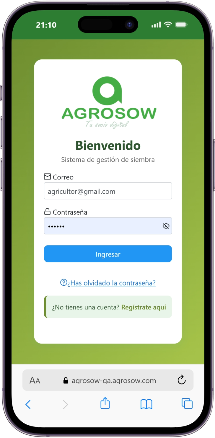 Panel principal de AgroSow