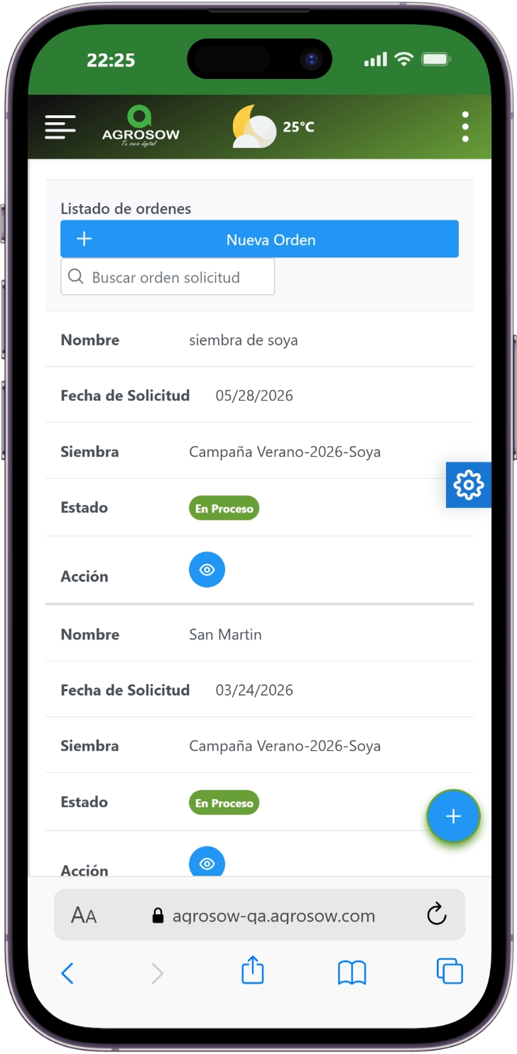 Registro digital de siembra